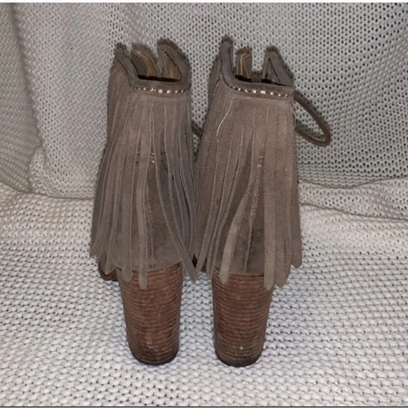 Fringe Ankle Boots in Brown Suede - Picture 3 of 5